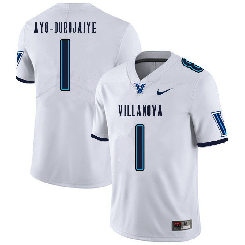 Men #1 TD Ayo-Durojaiye Villanova Wildcats College Football Jerseys Sale-White - Click Image to Close
